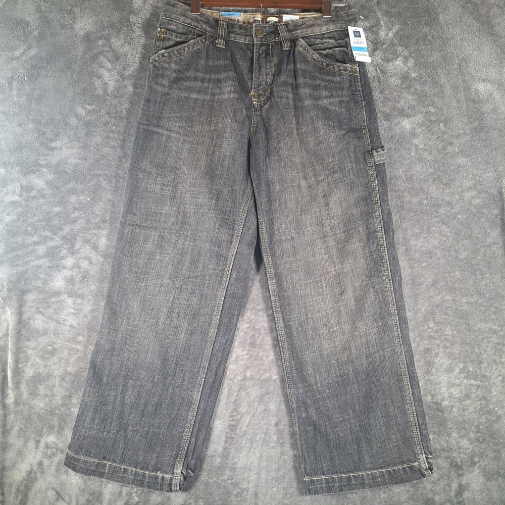 Gap Kids Boys Carpenter Jeans Size 10‎ Husky Gray Denim Utility Pants Workwear